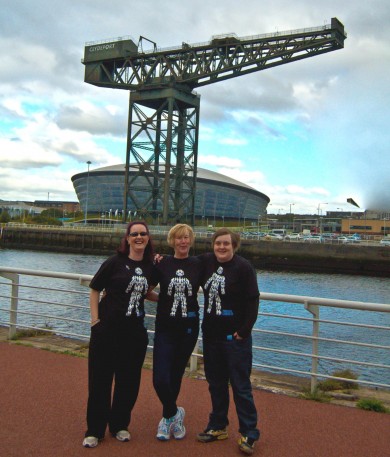 Sharon Angus, Angela Watters and Mo Cook completed the zipslide.